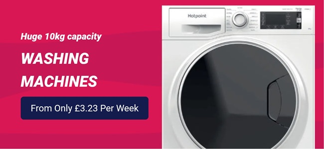 Huge 10kg capacity Washing Machines from Only £3.23 per week.